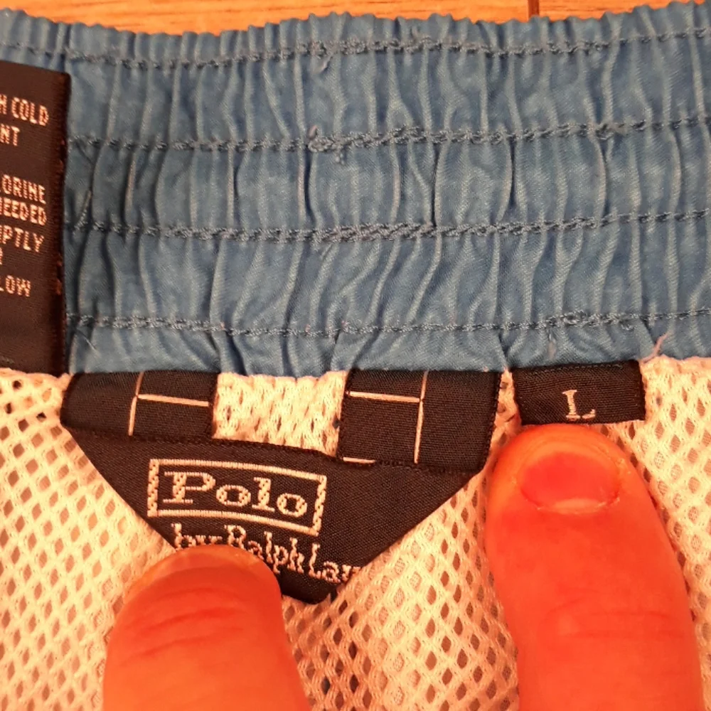 POLO RALPH LAUREN Recent‎ Blue Yellow Fish Corral Sz Large Mens Swim Trunks